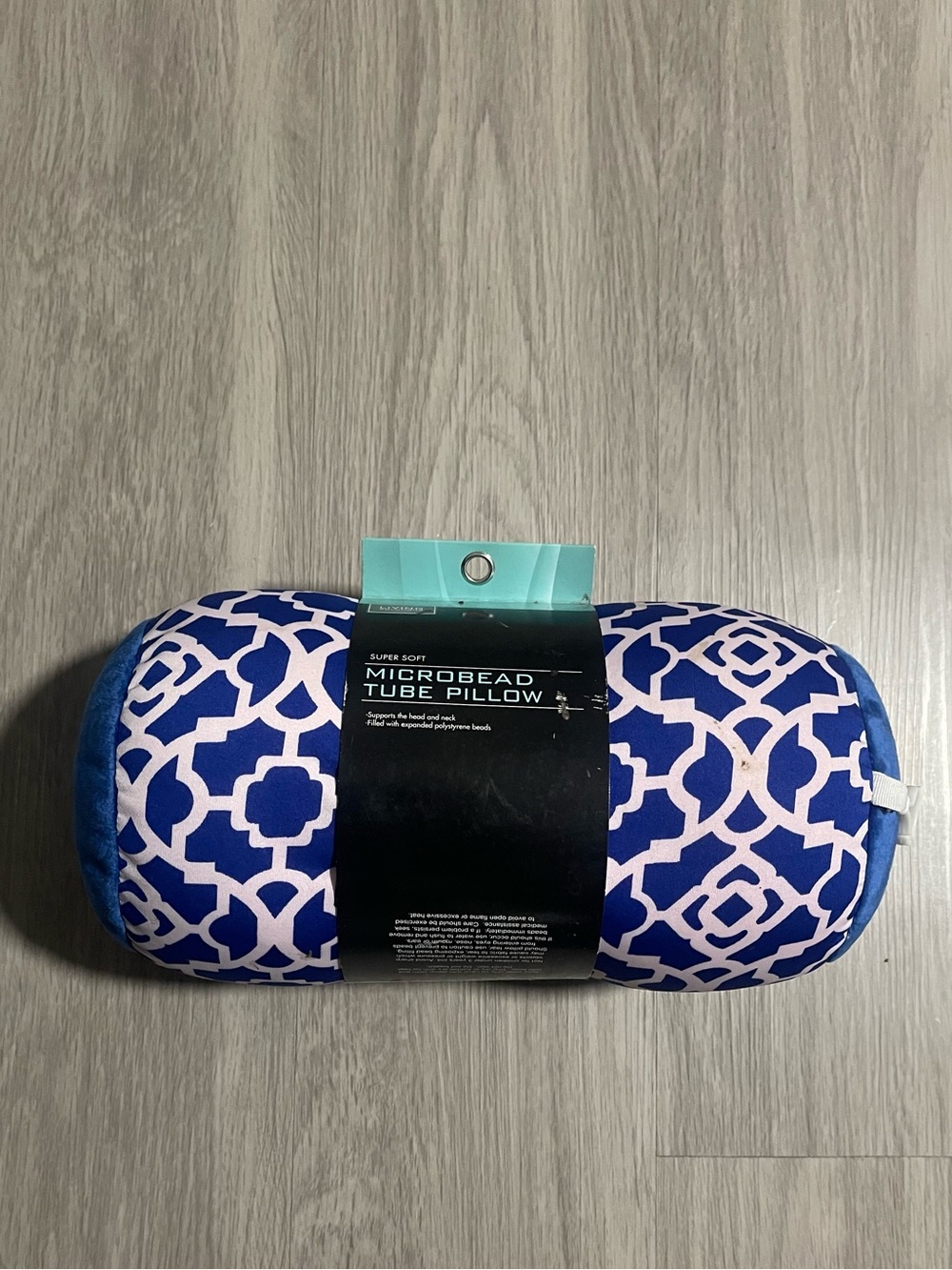 Microbead Tube Pillow - Blue & White Geometric